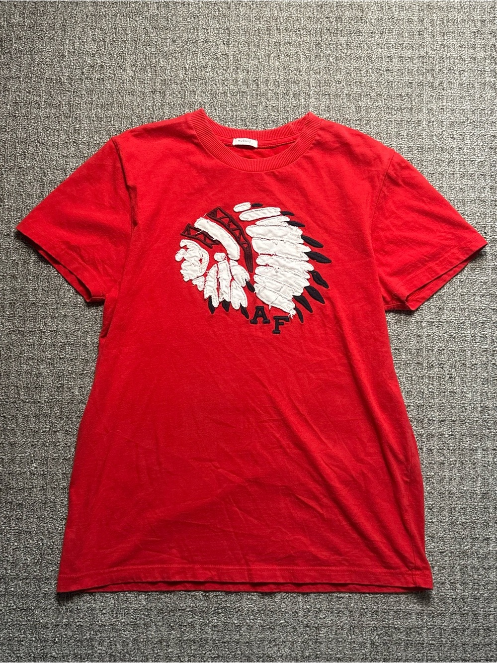 Women’s Y2K Red Abercrombie & Fitch Distressed Graphic Muscle Tee | $25